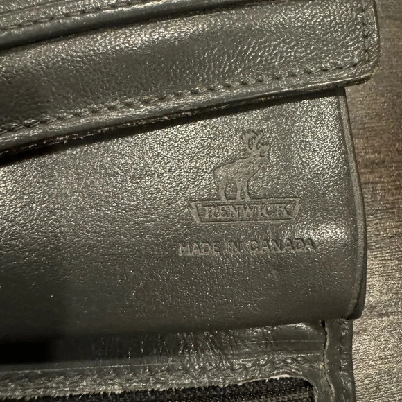 Renwick leather wallet clutch dark gray vintage, made in Canada  kiss lock - Picture 3 of 5